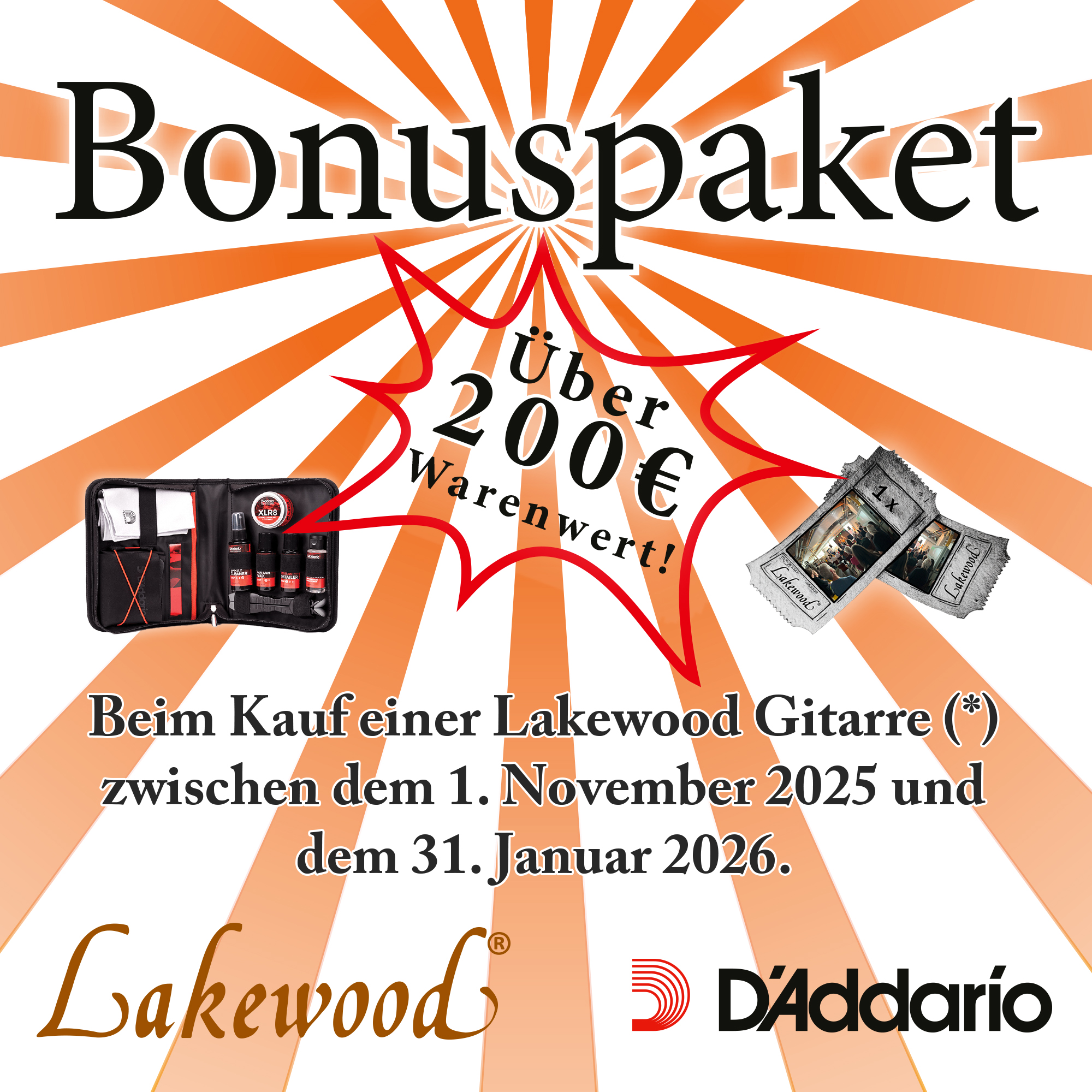 Das Lakewood Bonuspaket im Wert von über € 200!